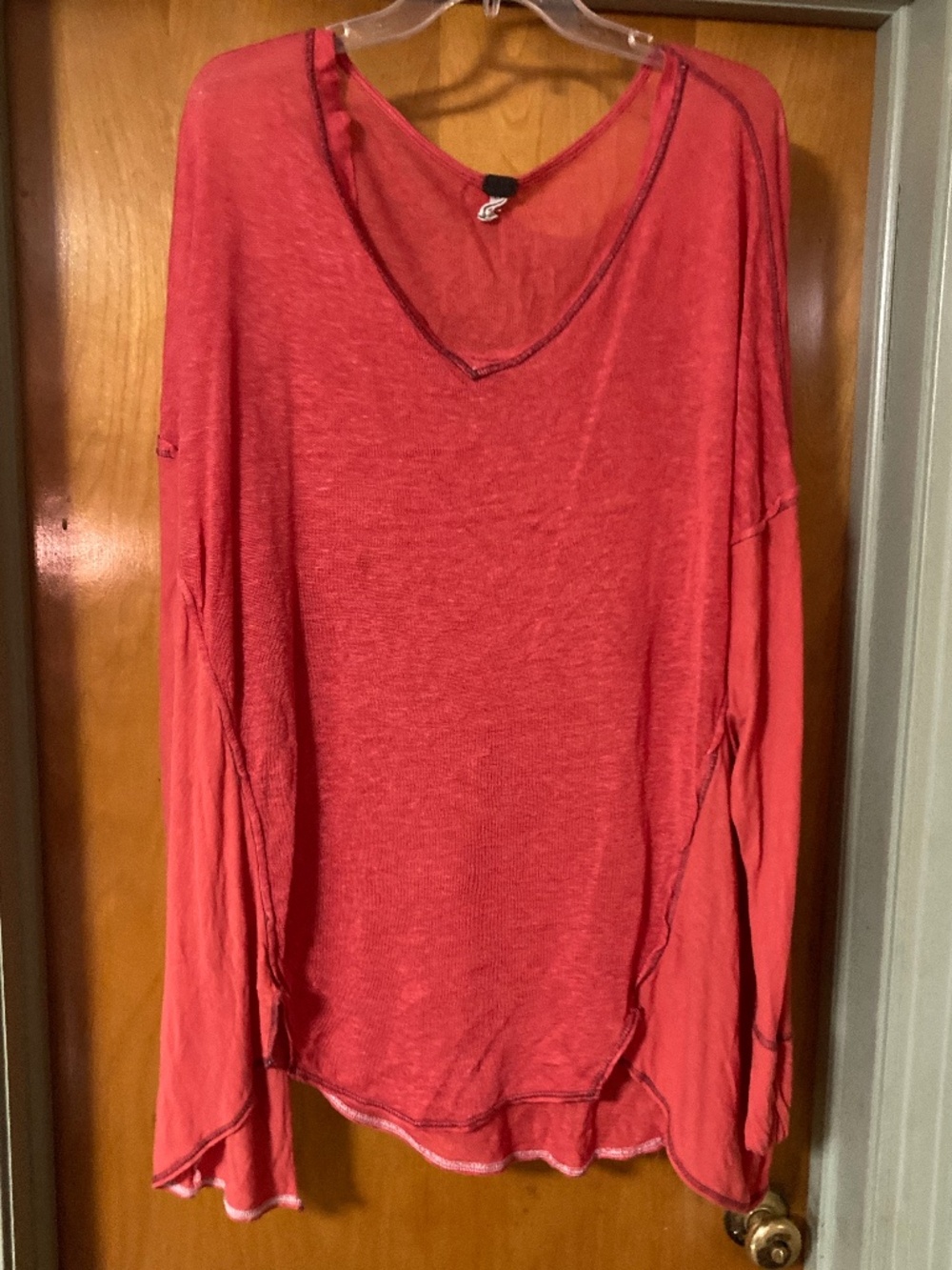 Free People We The Free Never Give Up Bright Orange Linen Blend Top Size Medium